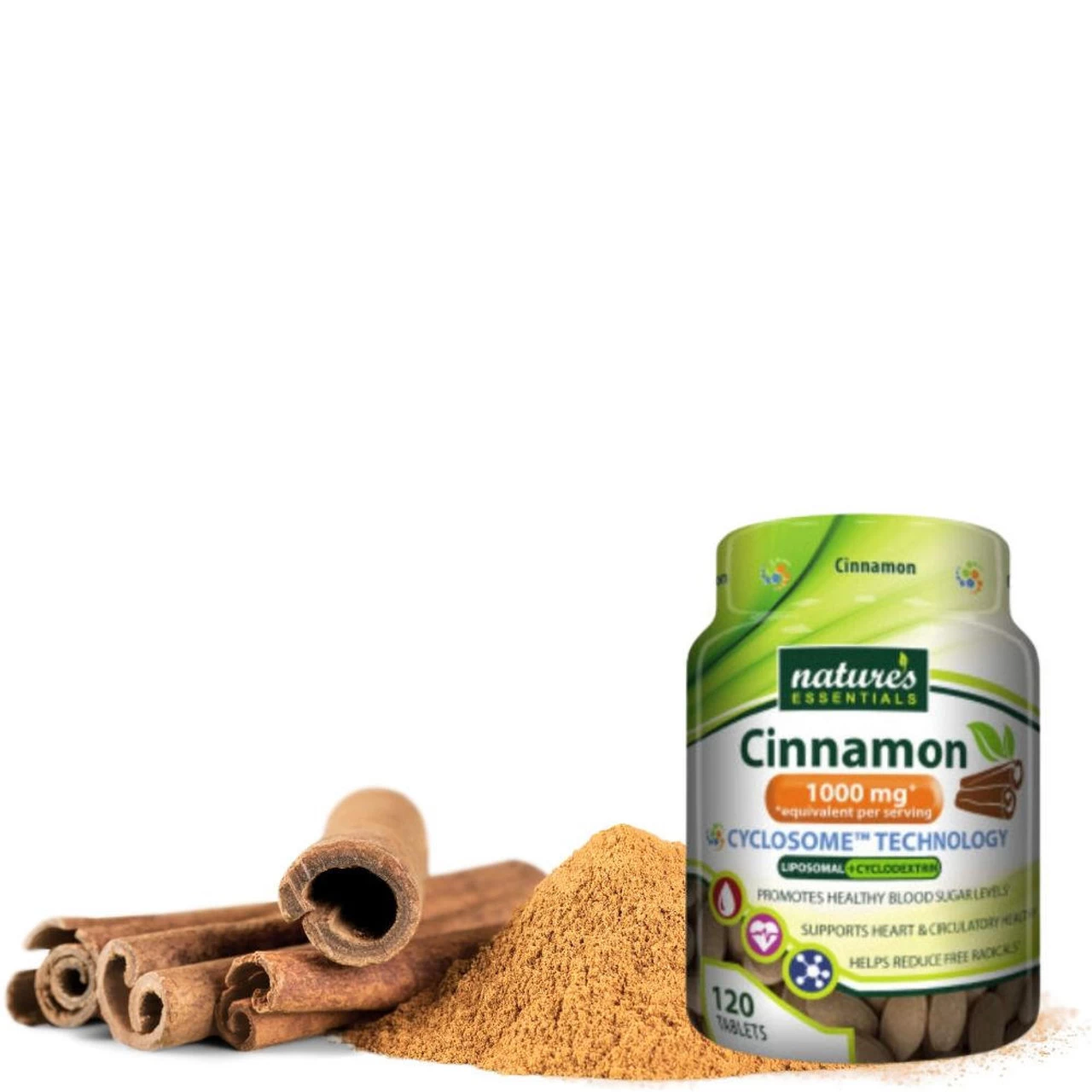 Nature's Essentials Cinnamon 1000mg 120 Tablets - Image 2
