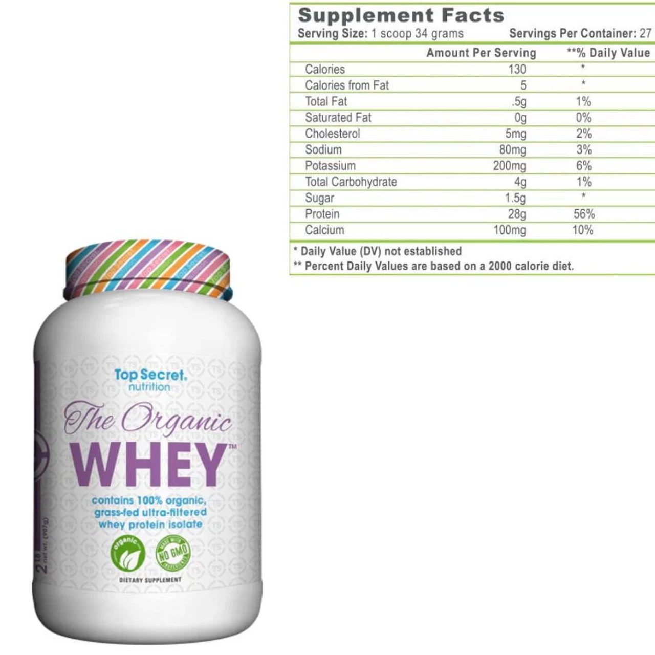 Top Secret Nutrition The Organic Whey Protein 2lb - Image 3