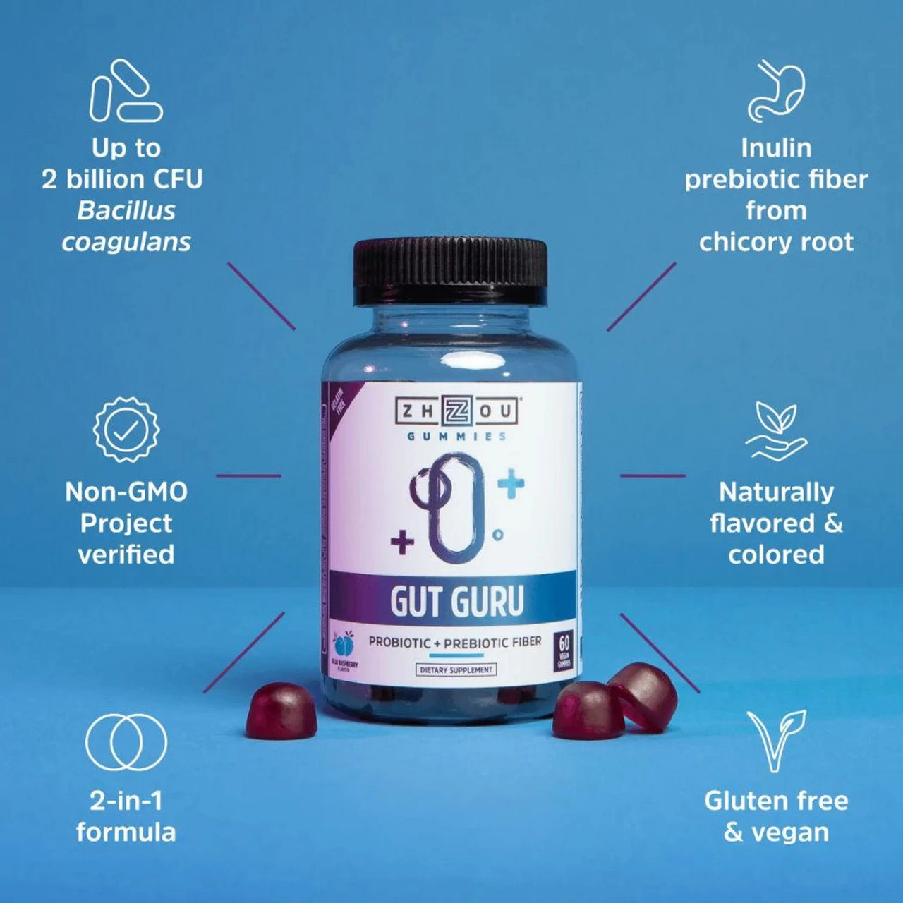 ZHOU Gut Guru Probiotic Gummies 60ct - Image 5