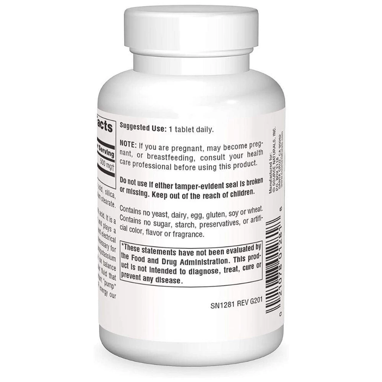 Source Naturals Taurine 500mg 120 Tablets - Image 2