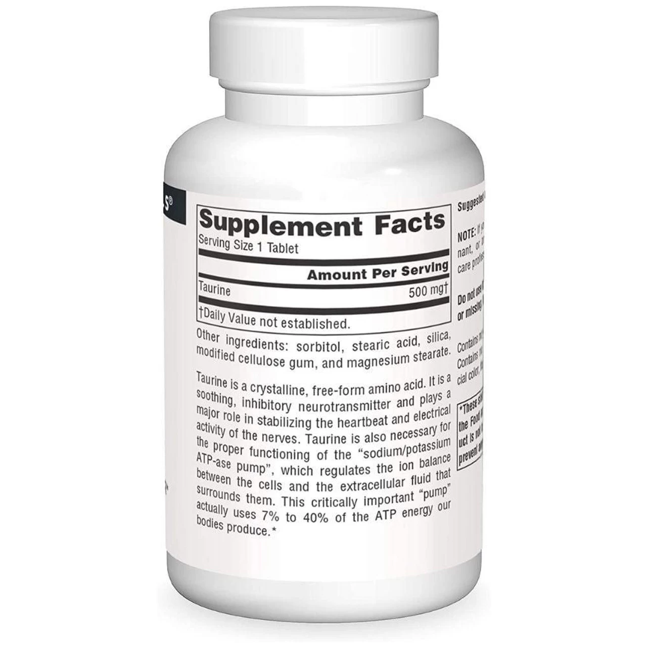 Source Naturals Taurine 500mg 120 Tablets - Image 3