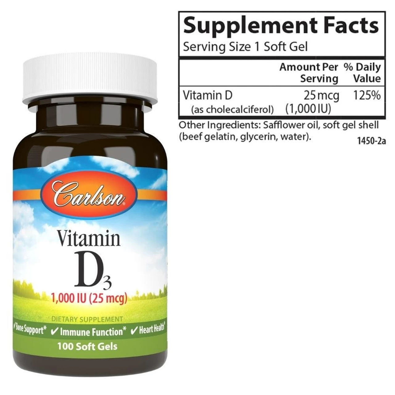 Carlson Vitamin D 1,000IU 100 Softgels - Image 2