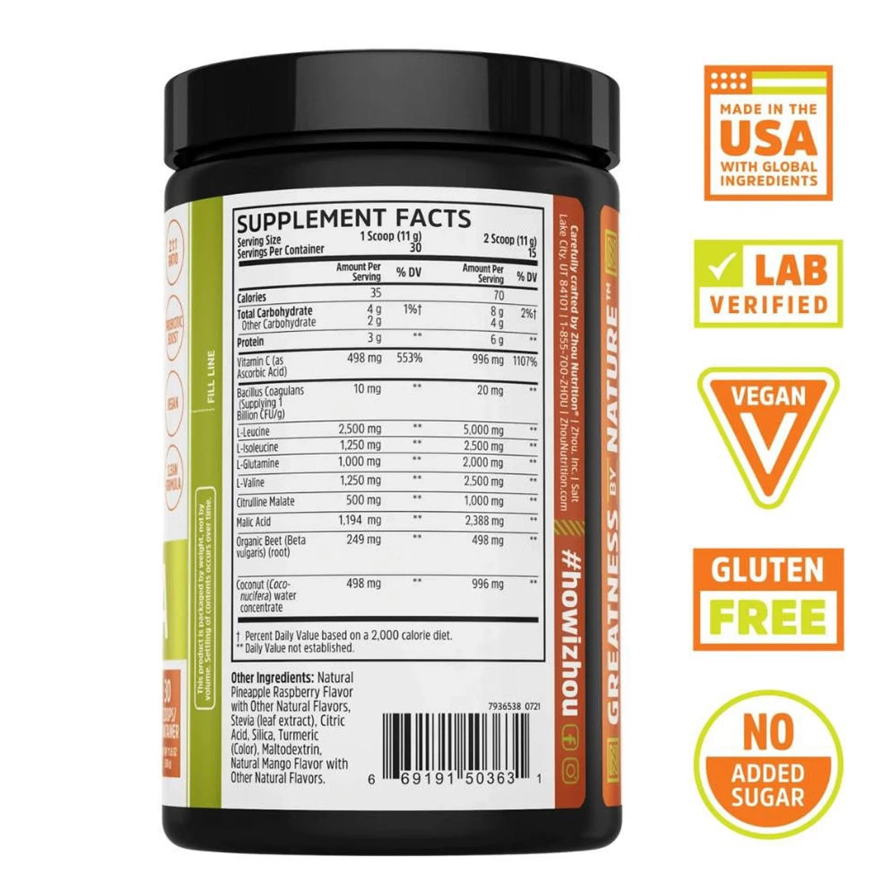 Zhou Muscle BCAA 15/30 Servings - Image 2
