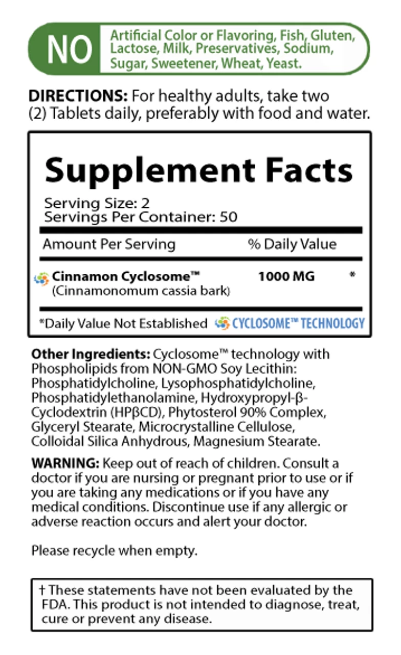 Nature's Essentials Cinnamon 1000mg 120 Tablets - Image 3